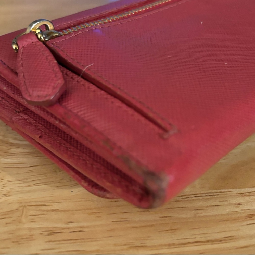 Prada | Saffiano Lux Leather Continental Wallet | Raspberry Red - Picture 3 of 7